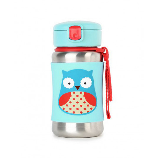 SKIP HOP gertuvė su šiaudeliu 12m+ 350ml Zoo Owl 252511