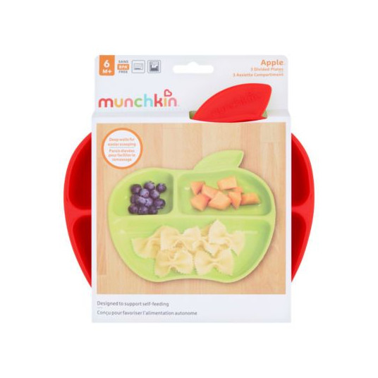 MUNCHKIN lėkštės su skyreliais, Lil Apple, 6mėn+, 3 vnt, 01210202WWW