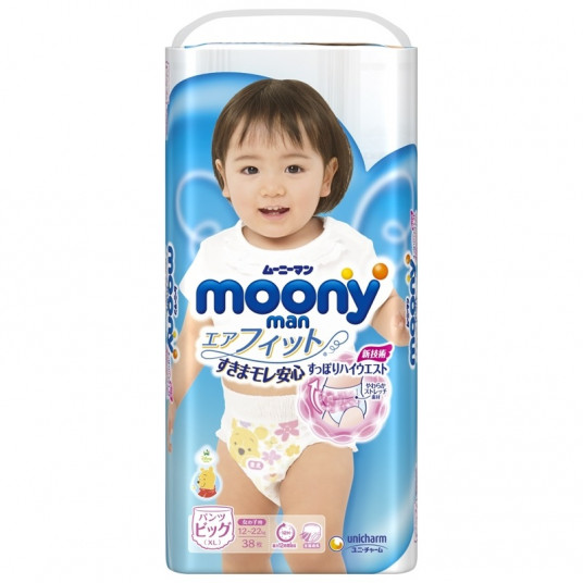 MOONY sauskelnės-kelnaitės mergaitėms Airfit XL 12-22kg 38 vnt.