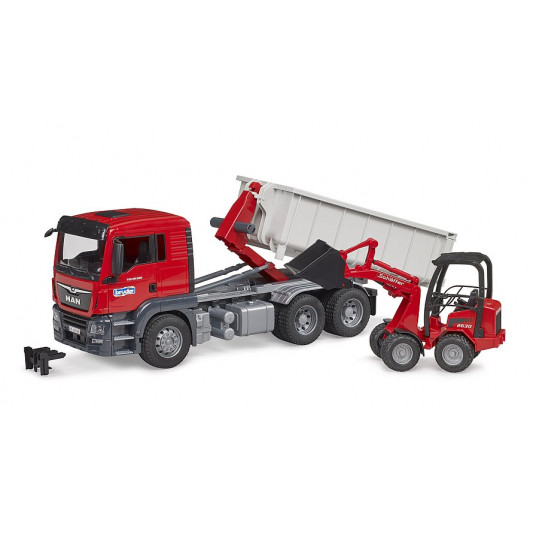  BRUDER 1:16 MAN TGS suknvežimis su konteineriu ir krautuvu, 03767 