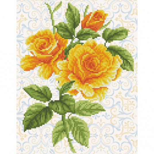  Deimantinė mozaika YELLOW ROSE BOUQUET with Frame 36x28 