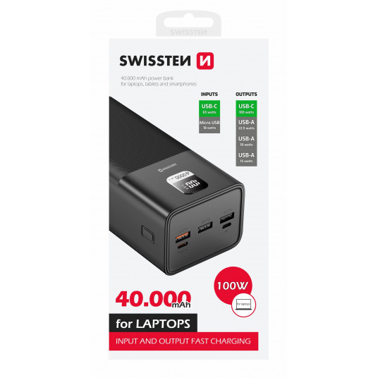  Swissten Power Line Power Bank 40000 mAh 100W Power Delivery black 