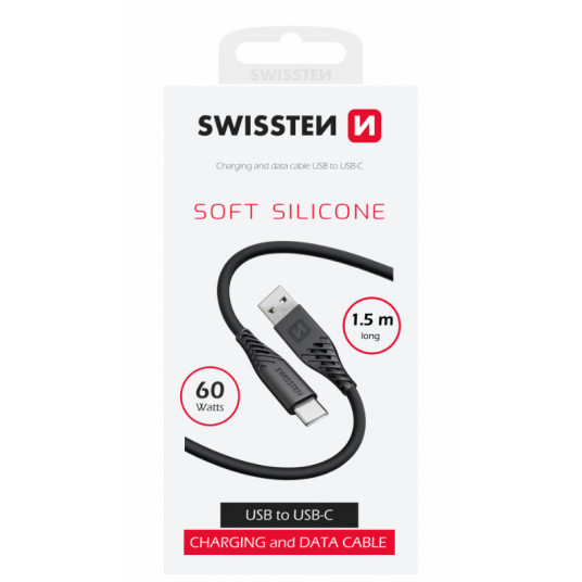 Swissten Soft Silicone Data Cable USB / USB-C / 1.5m / 60w