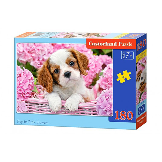 Dėlionė Castorland Pup in Pink Flower, 180 dalių