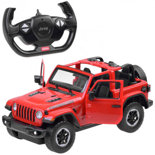 Nuotoliniu būdu valdomas automobilis Jeep Wrangler Rubicon, raudonas
