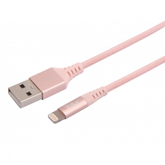  Tellur Data cable, Apple MFI Certified, USB to Lightning, made with Kevlar, 2.4A, 1m rose gold 