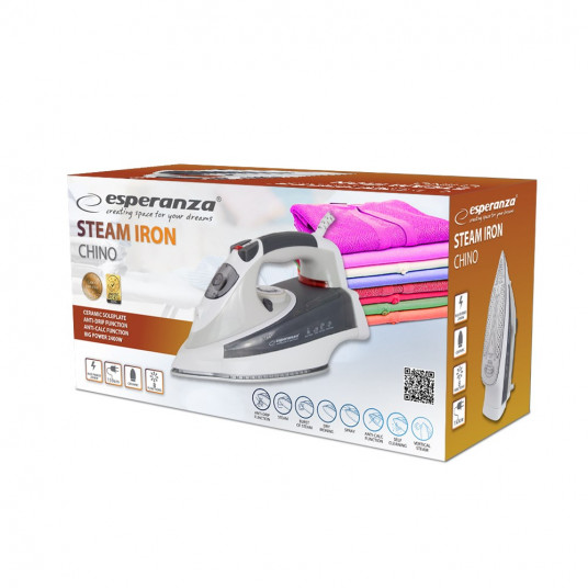  Garų lygintuvas „Esperanza EHI009“ Keraminė kaitlentė pilka, balta 2400 W 