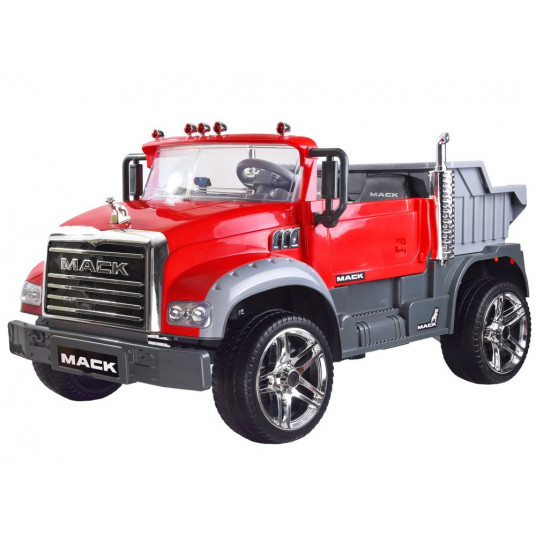 Vaikiškas elektromobilis „Mack Trucks“, raudonas