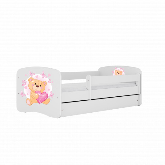 Lova Babydreams - Meškiukas su drugeliais, balta, 140x70, su stalčiumi