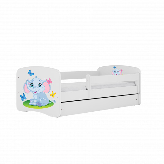 Lova Babydreams - Mažasis drambliukas, balta, 140x70, su stalčiumi