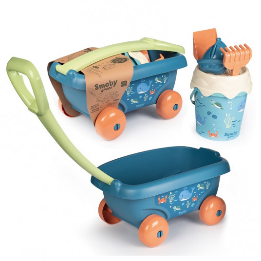  Smoby Bioplastic smėlio vežimėlis su kibiru ir priedais	 