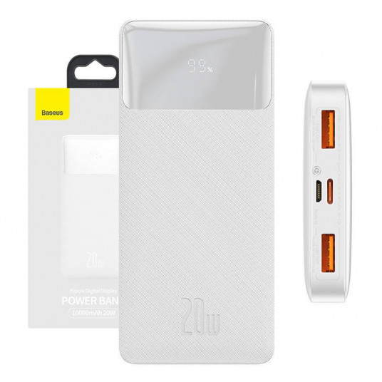  Baseus Bipow 10000 mAh, 2xUSB USB-C, 20W biały 