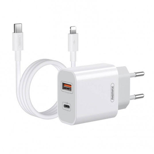  Remax RP-U68 Wall charger + Lightning cable / USB-C / USB / 20W 
