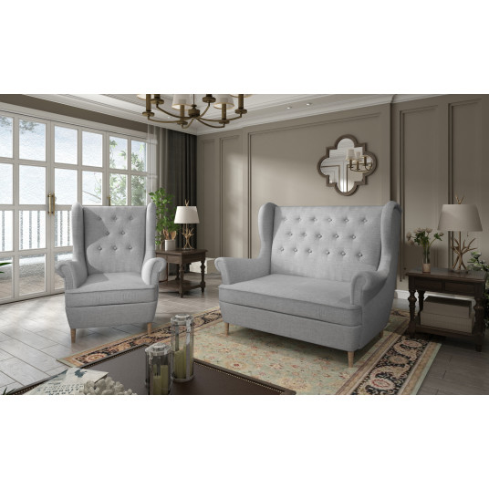 Komplektas sofa ir fotelis Aros 2+1 pilka