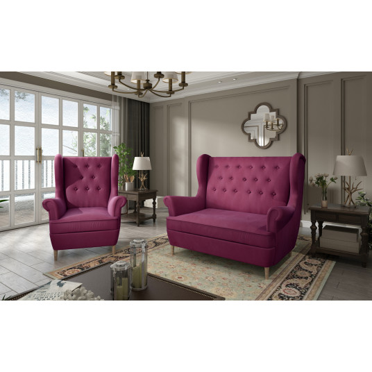 Komplektas sofa ir fotelis Aros 2+1 raudona