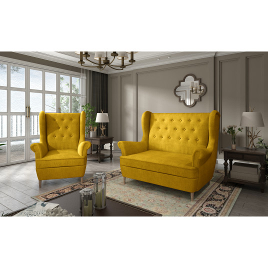  Komplektas sofa ir fotelis Aros 2+1 geltona 