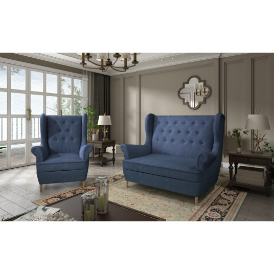  Komplektas sofa ir fotelis Aros 2+1 mėlyna 