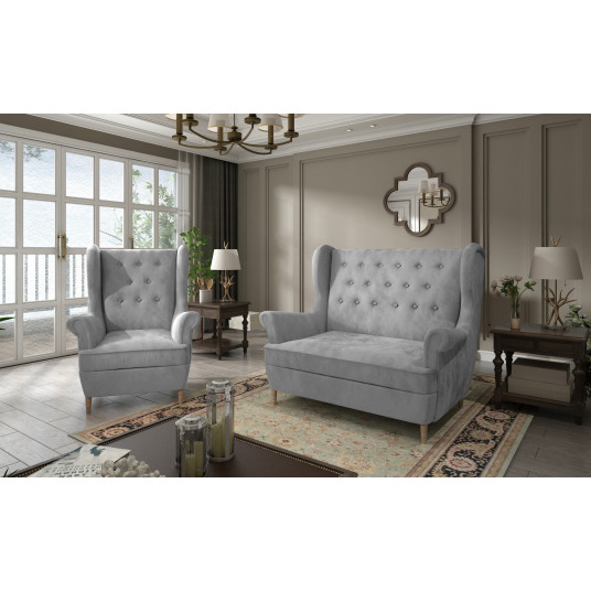 Komplektas sofa ir fotelis Aros 2+1 pilka 