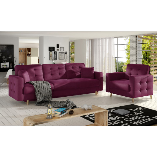Komplektas sofa ir fotelis Asgard 3+1 raudona