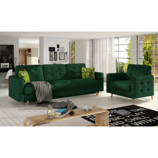 Komplektas sofa ir fotelis Asgard 3+1 mėlyna
