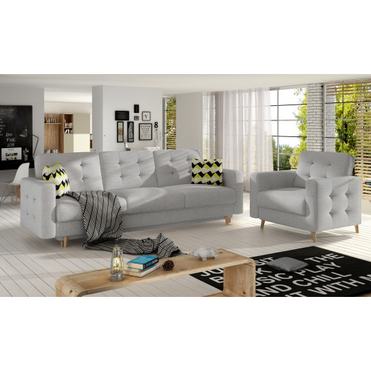 Komplektas sofa ir fotelis Asgard 3+1 pilka