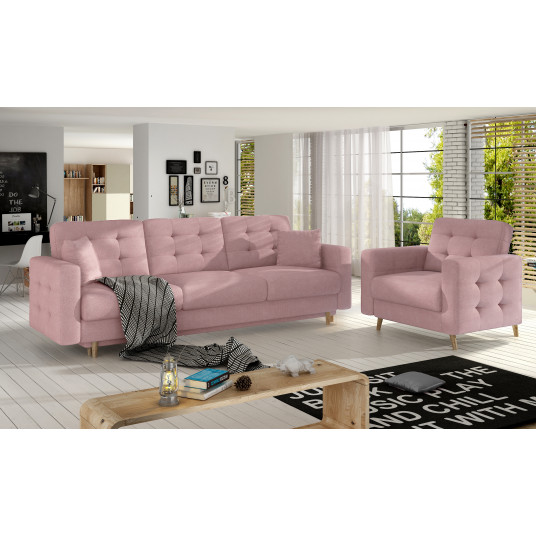 Komplektas sofa ir fotelis Asgard 3+1 rausva