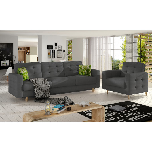 Komplektas sofa ir fotelis Asgard 3+1 pilka