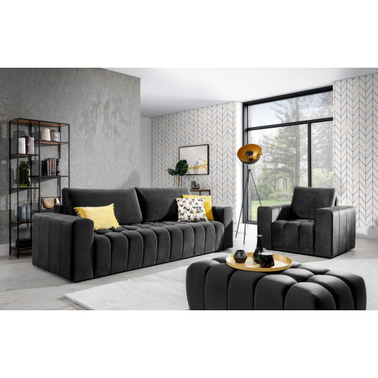  Baldų komplektas Sofa, fotelis ir pufas Lazaro 3+1+Puf pilka 