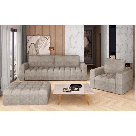  Baldų komplektas Sofa, fotelis ir pufas Lazaro 3+1+Puf beige 