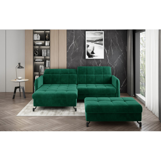  Komplektas kampinė sofa ir pufas Lorelle žalia 