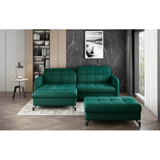  Komplektas kampinė sofa ir pufas Lorelle žalia 