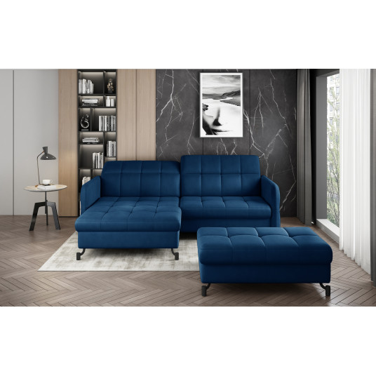 Komplektas kampinė sofa ir pufas Lorelle mėlyna
