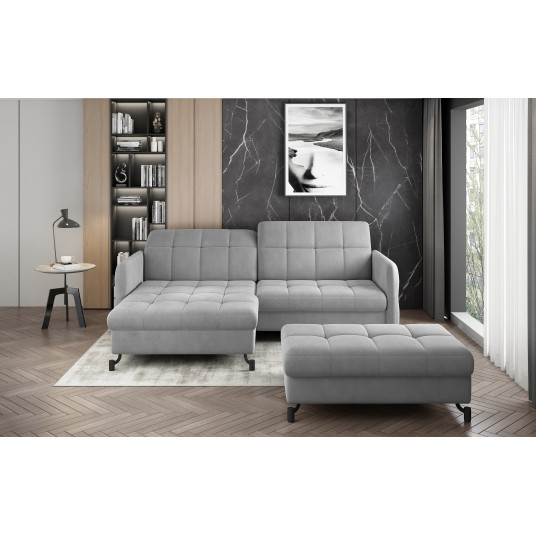 Komplektas kampinė sofa ir pufas Lorelle pilka