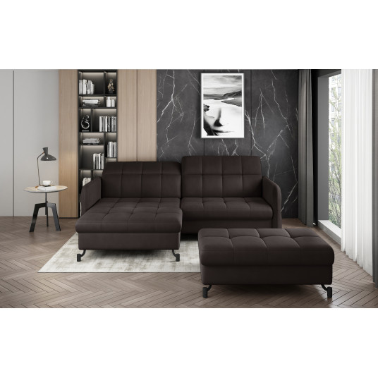 Komplektas kampinė sofa ir pufas Lorelle ruda