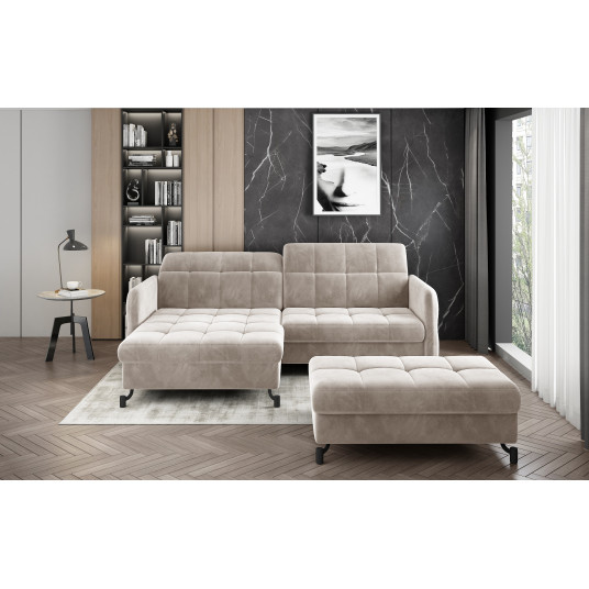 Komplektas kampinė sofa ir pufas Lorelle beige