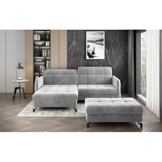 Komplektas kampinė sofa ir pufas Lorelle pilka