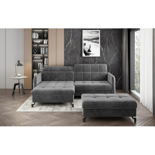 Komplektas kampinė sofa ir pufas Lorelle pilka