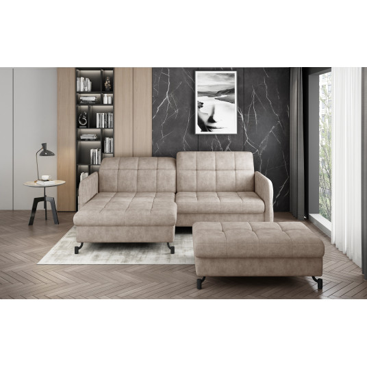 Komplektas kampinė sofa ir pufas Lorelle beige