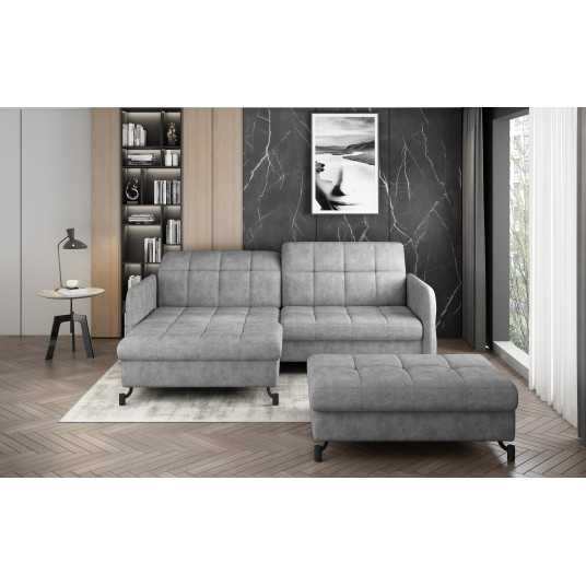Komplektas kampinė sofa ir pufas Lorelle pilka
