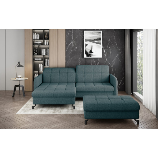 Komplektas kampinė sofa ir pufas Lorelle mėlyna
