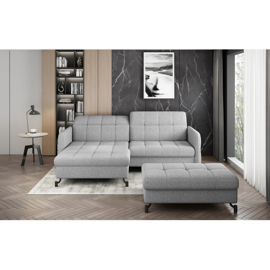 Komplektas kampinė sofa ir pufas Lorelle pilka