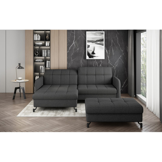 Komplektas kampinė sofa ir pufas Lorelle pilka