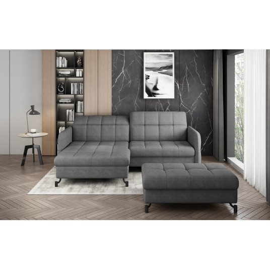 Komplektas kampinė sofa ir pufas Lorelle pilka