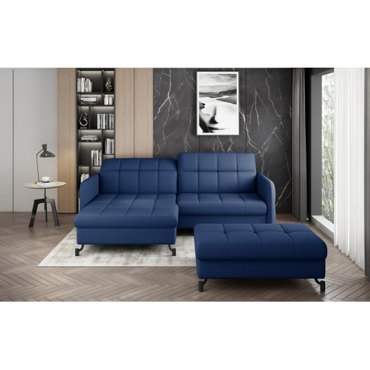 Komplektas kampinė sofa ir pufas Lorelle mėlyna