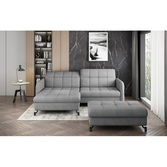 Komplektas kampinė sofa ir pufas Lorelle pilka