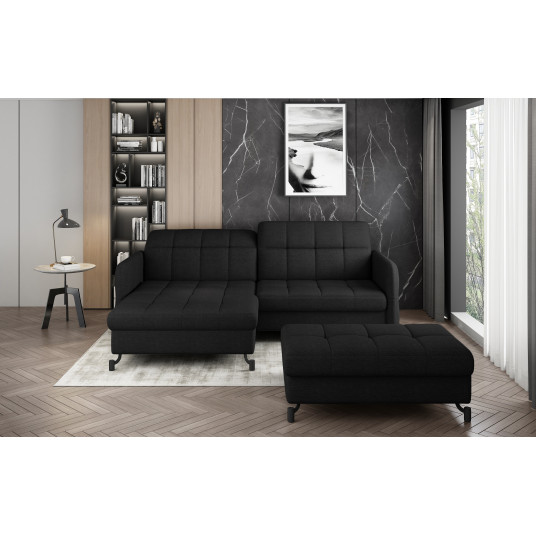  Komplektas kampinė sofa ir pufas Lorelle juoda 