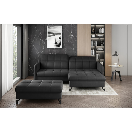 Komplektas kampinė sofa ir pufas Lorelle pilka