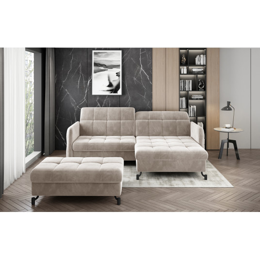 Komplektas kampinė sofa ir pufas Lorelle beige