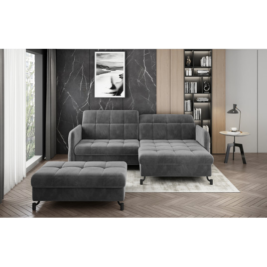  Komplektas kampinė sofa ir pufas Lorelle pilka 