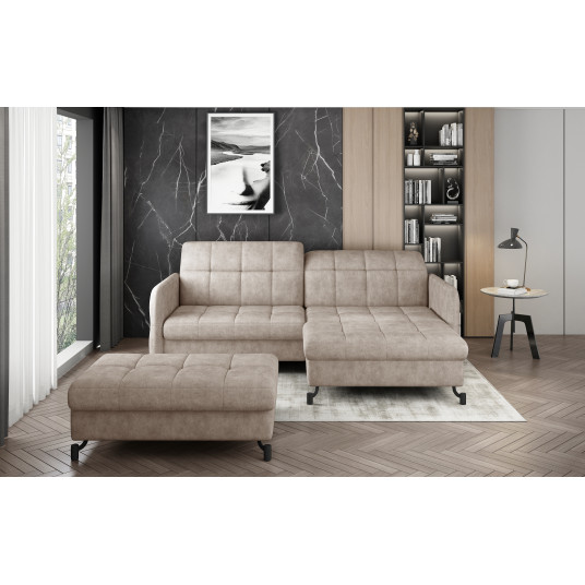 Komplektas kampinė sofa ir pufas Lorelle beige